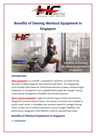 Benefits of Owning Workout Equipment in Singapore