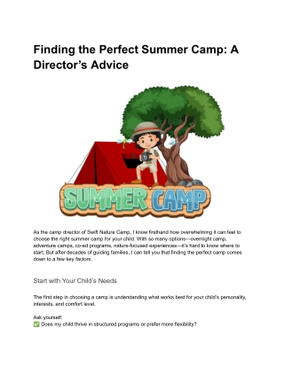 Finding the Perfect Summer Camp: A Director’s Advice