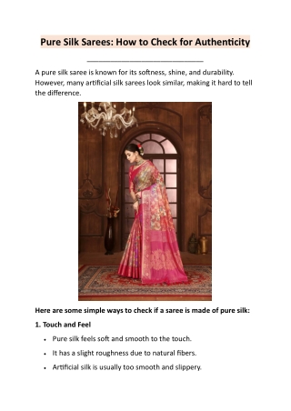 Pure Silk Sarees: How to Check for Authenticity