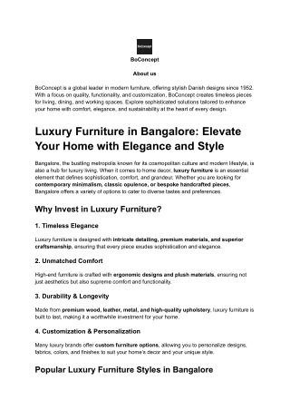 Luxury Furniture in Bangalore