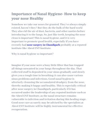 Nose Surgery in Chandigarh