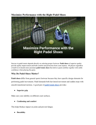 Maximize Performance with the Right Padel Shoes