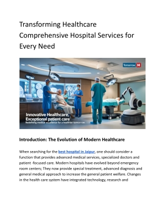 Transforming Healthcare Comprehensive Hospital Services for Every Need