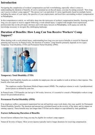Duration of Benefits: How Long Can You Receive Workers' Comp Support?