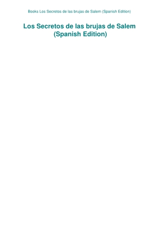 Books Los Secretos de las brujas de Salem (Spanish Edition)