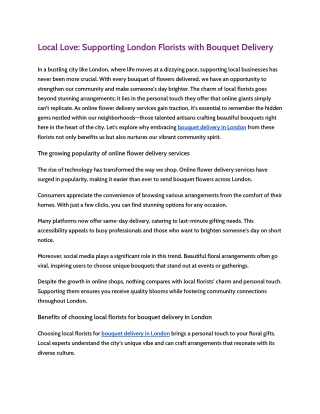 Local Love Supporting London Florists with Bouquet Delivery