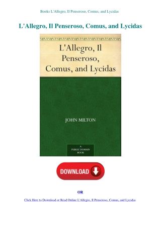 Books L'Allegro  Il Penseroso  Comus  and Lycidas