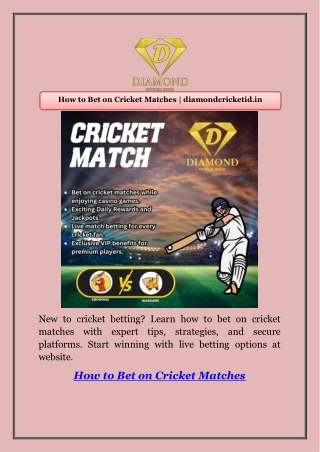 How to Bet on Cricket Matches | diamondcricketid.in