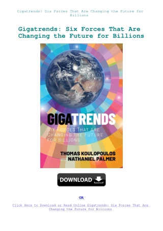 Gigatrends Six Forces That Are Changing the Future for Billions