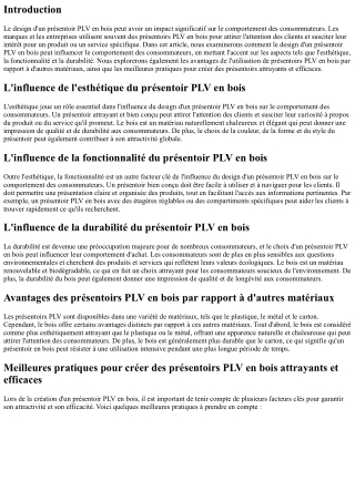 L'influence du design d'un présentoir PLV en bois sur le comportement des consom
