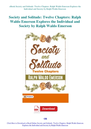eBook Society and Solitude Twelve Chapters Ralph Waldo Emerson Explores the Individual and Society b
