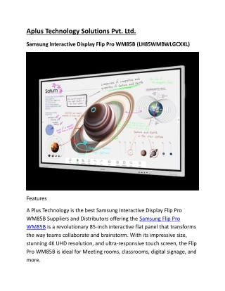 Samsung Interactive Display Flip Pro WM85B 85" | Aplus Technology Solutions