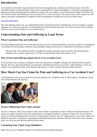How Much Can You Claim for Pain and Suffering in a Car Accident Case?