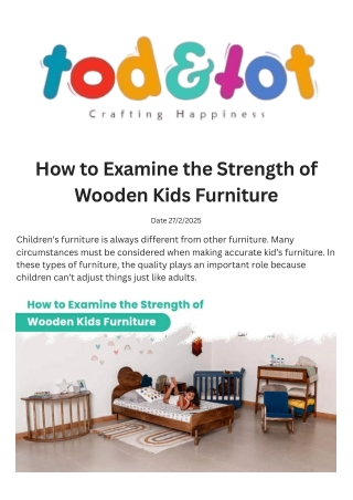 How to Examine the Strength of Wooden Kids Furniture