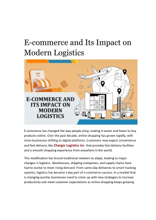 How E-commerce Shapes Modern Logistics Trends