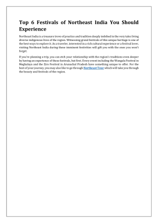 Top 6 Festivals of Northeast India You Should Experience