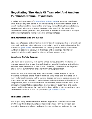 Tramadol And Ambien Purchases Online