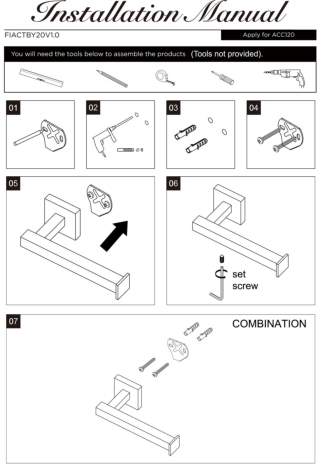 Modern Wall Mounted Square Toilet Roll Holder (AACC120) - Installation Manual