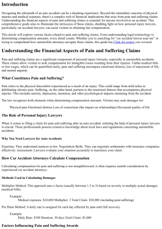 Understanding the Financial Aspects of Pain and Suffering Claims