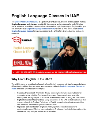 English Language Classes in UAE