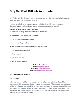 Buy Verified GitHub Accounts