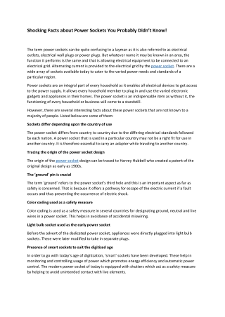 Shocking Facts about Power Sockets You Probably Didn’t Know!