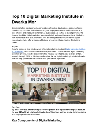 Digital Marketing Institute in Dwarka Mor