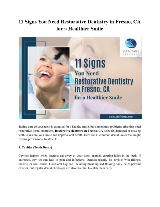 11 Common Dental Problems Restorative Dentistry in Fresno, CA Can Fix