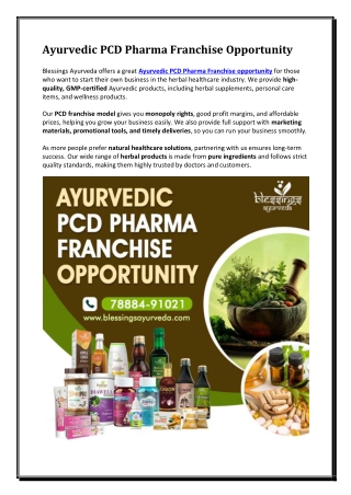 Ayurvedic PCD Pharma Franchise Opportunity