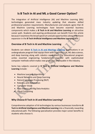Is B Tech in AI and ML a Good Career Option?