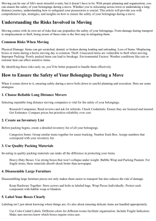 “How to Ensure the Safety of Your Belongings During a Move”