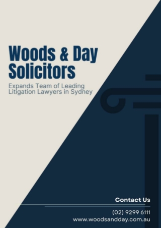 Woods & Day Solicitors Expands Team of Leading Litigation Lawyers in Sydney