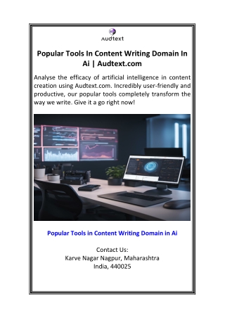 Popular Tools In Content Writing Domain In Ai  Audtext.com