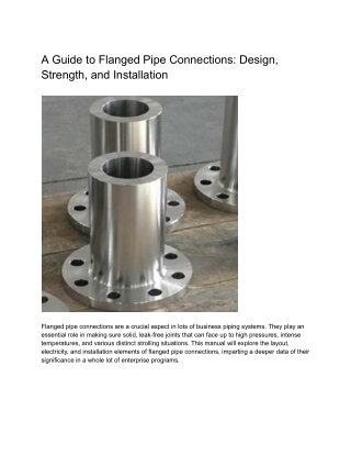 A Guide to Flanged Pipe Connections_ Design, Strength, and Installation