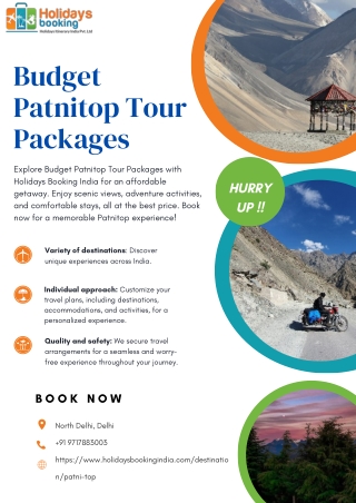 Budget Patnitop Tour Packages