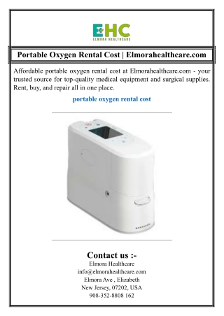 Portable Oxygen Rental Cost | Elmorahealthcare.com