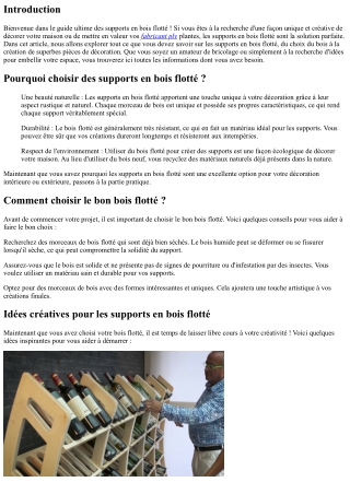 Le guide ultime des supports en bois flotté