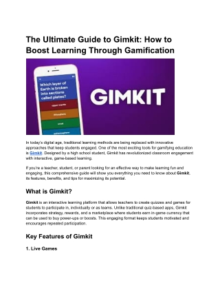 The Ultimate Guide to Gimkit_ How to Boost Learning Through Gamification