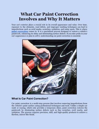 What Car Paint Correction Involves and Why It Matters