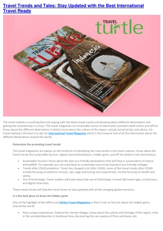 Travel Trends and Tales