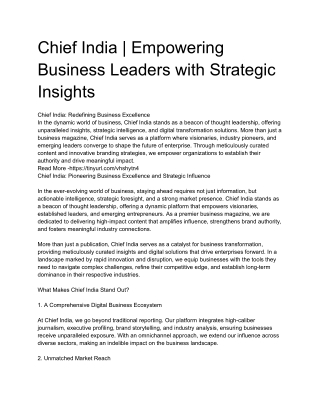 Chief India _ Empowering Business Leaders with Strategic Insights