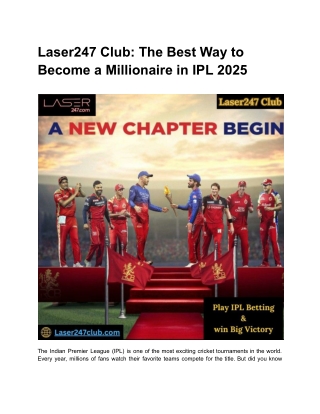 Laser247 Club_ The Best Way to Become a Millionaire in IPL 2025