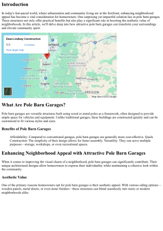 Enhancing Neighborhood Appeal with Attractive Pole Barn Garages