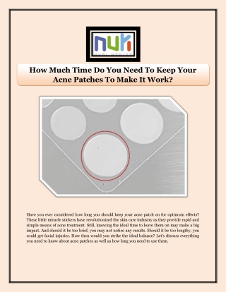 How Much Time Do You Need To Keep Your Acne Patches To Make It Work