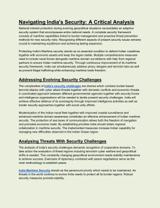 Navigating India's Security A Critical Analysis