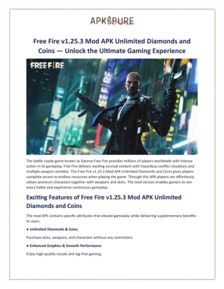 Free Fire v1.25.3 Mod APK Unlimited Diamonds and Coins — Unlock the Ultimate Gaming Experience