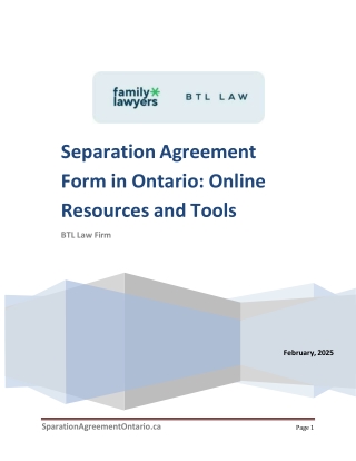 Separation Agreement Form in Ontario Online Resources and Tools
