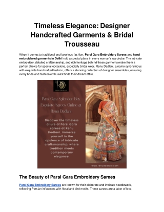 Timeless Elegance_ Designer Handcrafted Garments & Bridal Trousseau