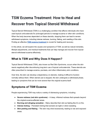 TSW Eczema Treatment: How to Heal and Recover from Topical Steroid