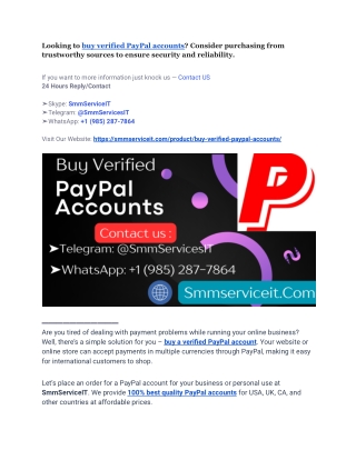 Buy Verified PayPal Accounts: from safe and secure online platform